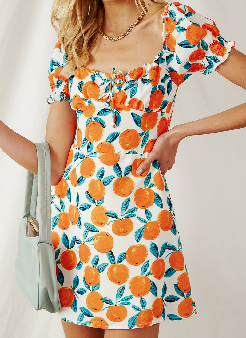 Shop Capri Mini Dress - Orange Print ...